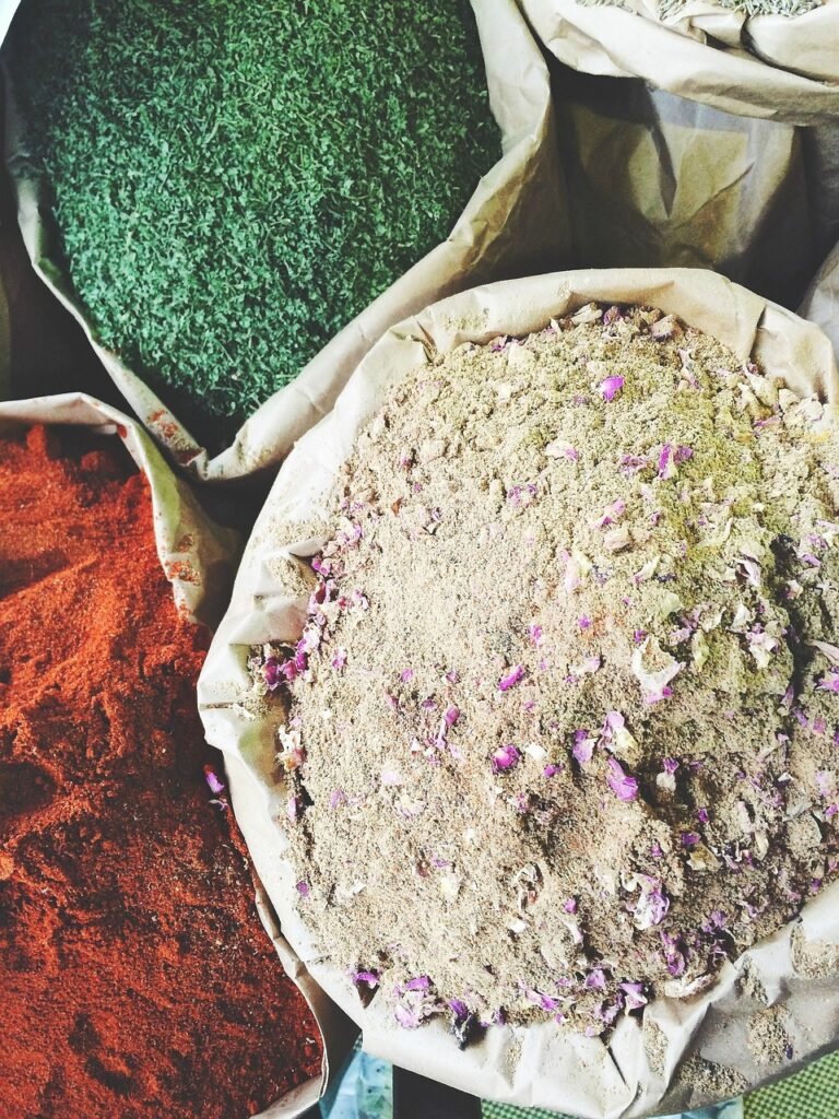 red, herbal, powder, sack, commercial